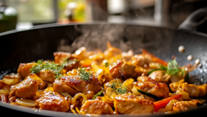Nouilles sautées au poulet depuis recettemoderne