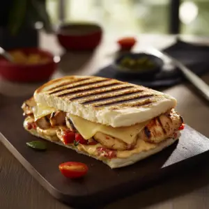 panini au poulet fromage et poivrons depuis recettemoderne