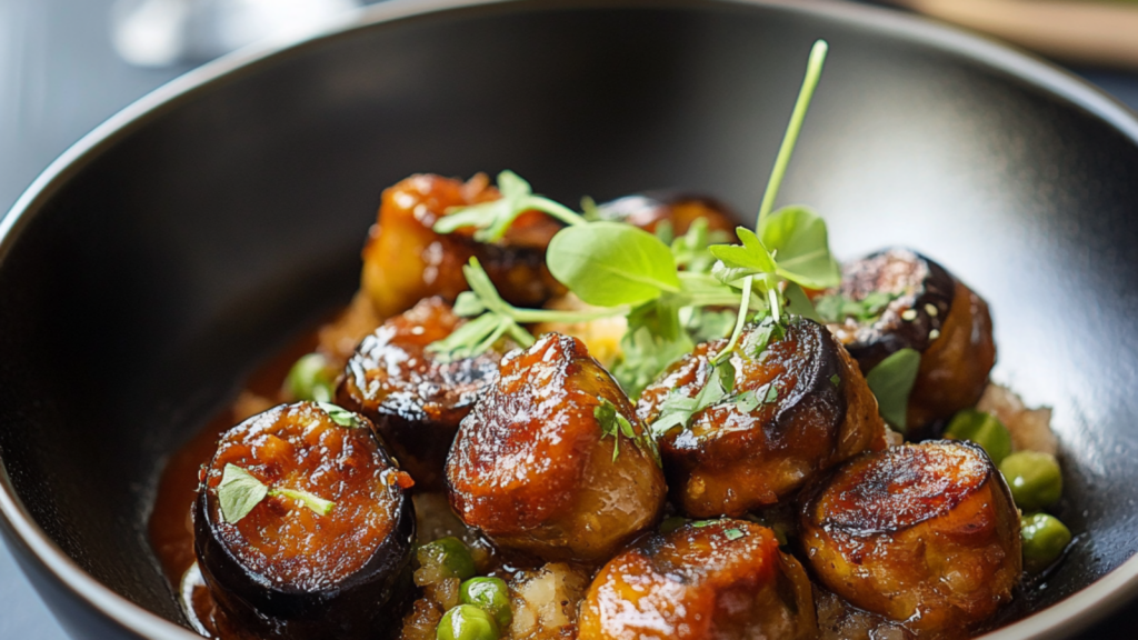 Boulettes d’aubergines aux pois chiches depuis recettemoderne