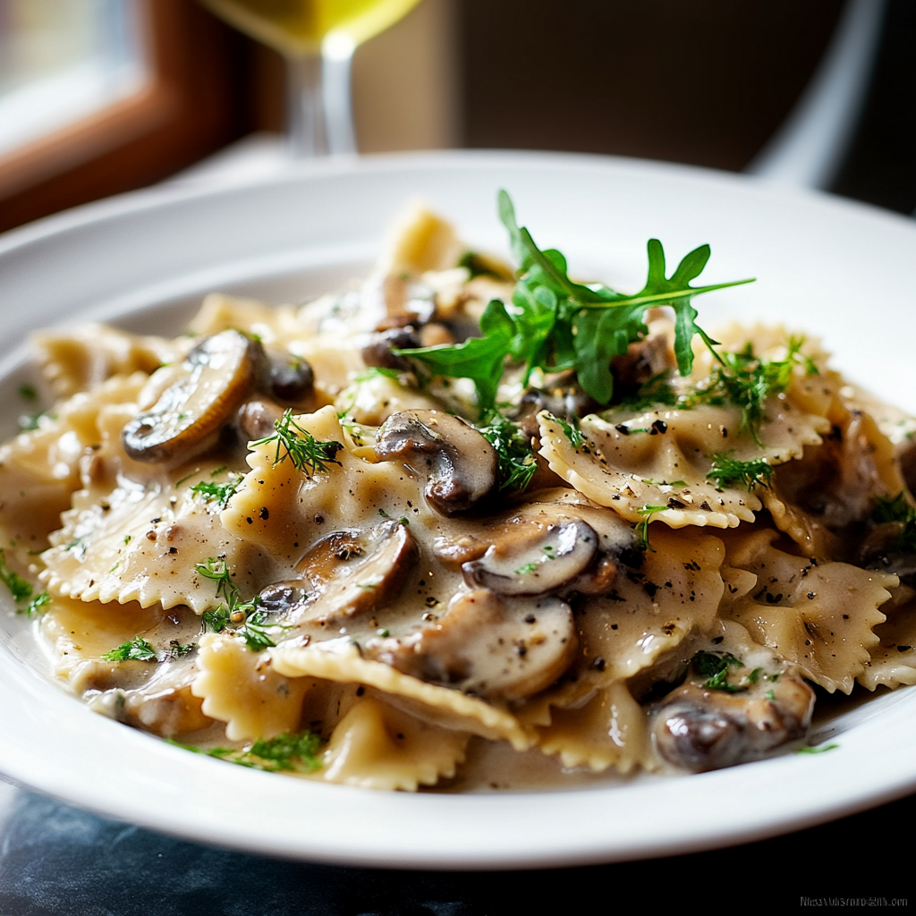 Farfalle Crémeuses aux Champignons
