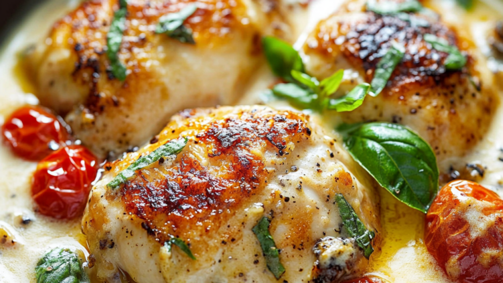 Poulet à la Crème, Tomates Séchées & Parmesan