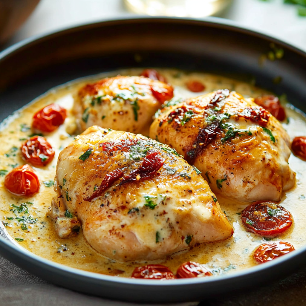 Poulet à la Crème, Tomates Séchées & Parmesan