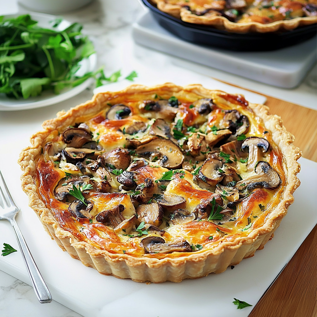 Quiche champignons au poulet depuis recettemoderne