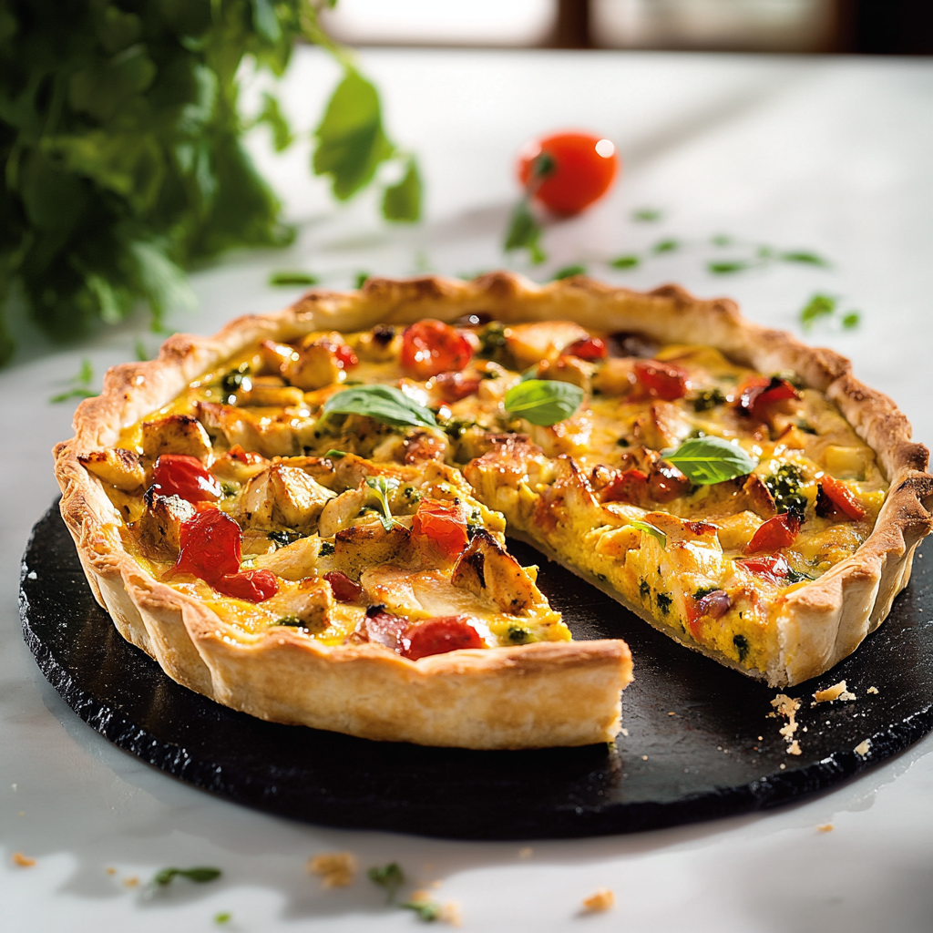 Tarte au poulet au curry depuis recettemodern