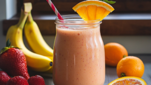 Smoothie Banane, Orange et Fraises