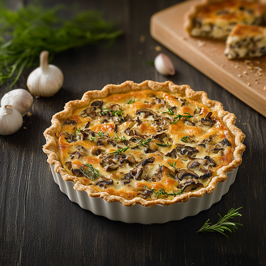 Quiche champignons au poulet depuis recettemoderne