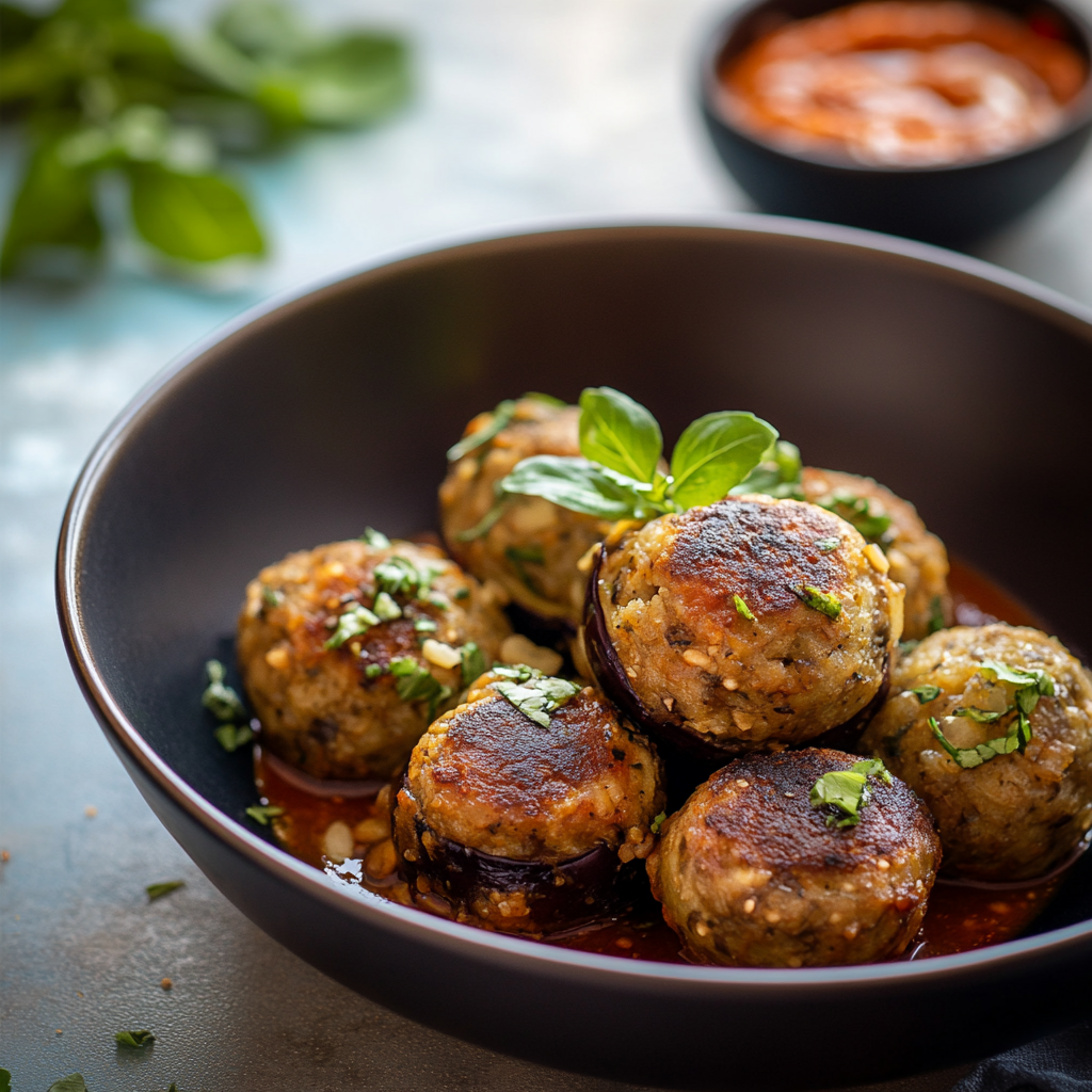 Boulettes d’aubergines aux pois chiches depuis recettemoderne
