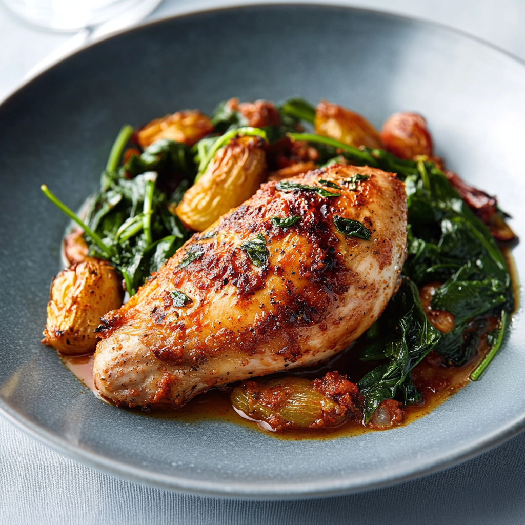 Poulet paprika fumé et épinards depuis recettemoderne