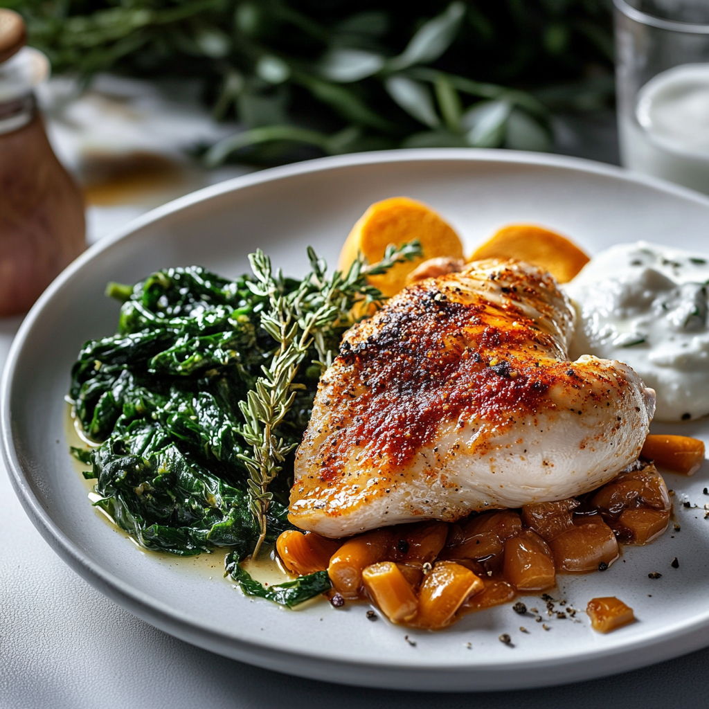 Poulet paprika fumé et épinards depuis recettemoderne