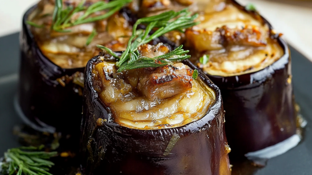 Aubergines Roulées au Bœuf et Épices