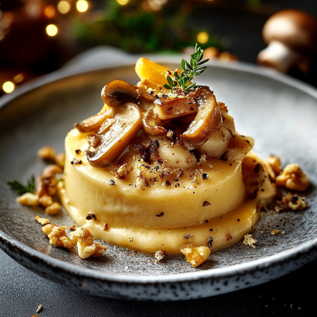 Pâtes, crème de butternut, champignons et noix depuis recettemoderne