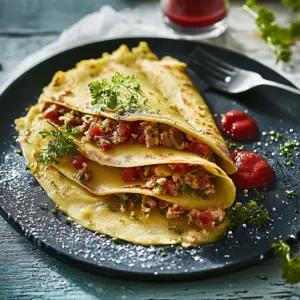 CRÊPES MOELLEUSES FOURRÉES VIANDE HACHÉE PETITS LÉGUMES depuis recettemoderne