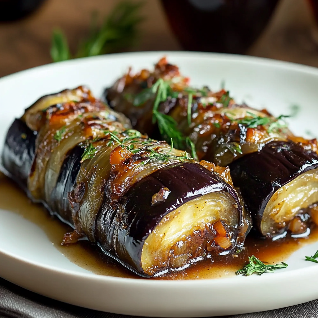 Aubergines Roulées au Bœuf et Épices