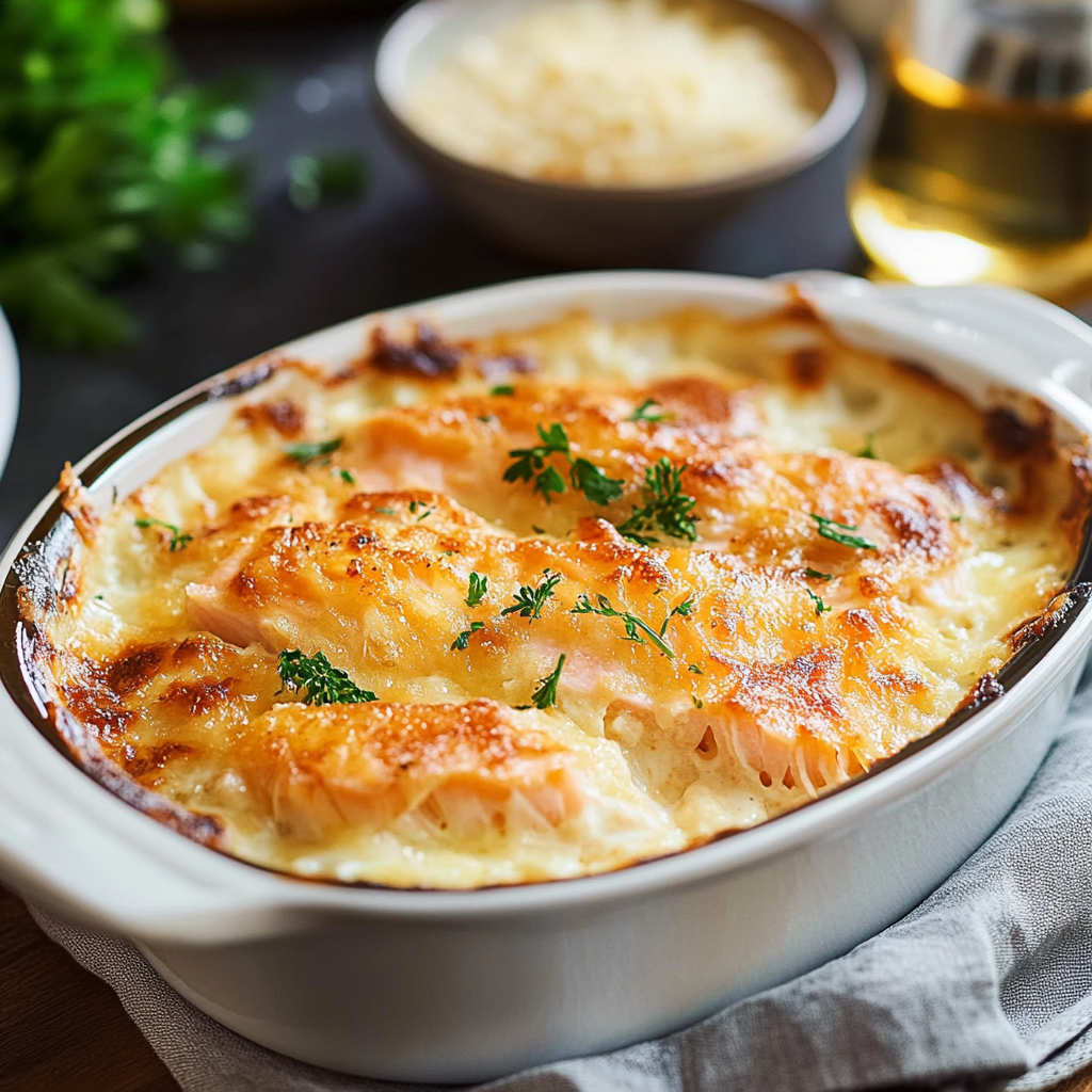 Gratin parmentier au saumon depuis recettemoderne