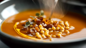 Velouté lentilles potimarron noisettes depuis recettemoderne