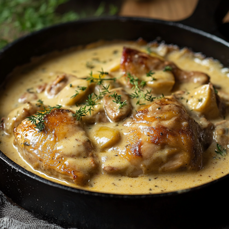 Poulet à la crème à la moutarde : une recette savoureuse