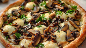 Tarte mozzarella et champignons depuis recettemoderne