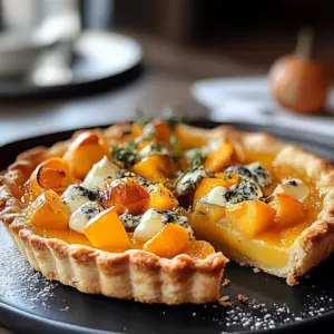 Tarte courge butternut et bleu d'Auvergne depuis recettemoderne