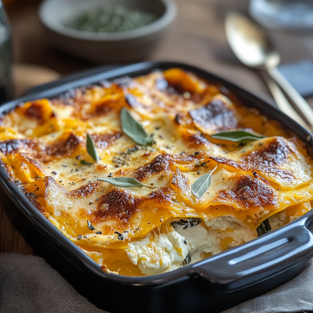 Lasagnes aux légumes d'automne chèvre butternut depuis recettemoderne