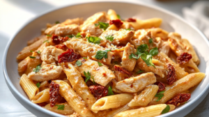 Pâtes crémeuses aux tomates séchées et poulet depuis recettemoderne