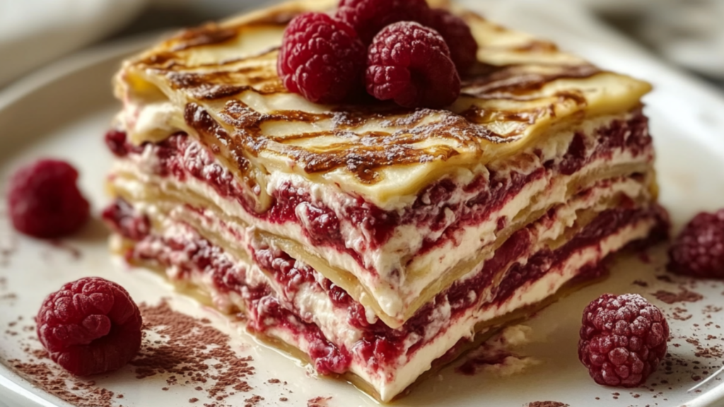 Lasagne Chocolat Blanc Framboise depuis recettemoderne