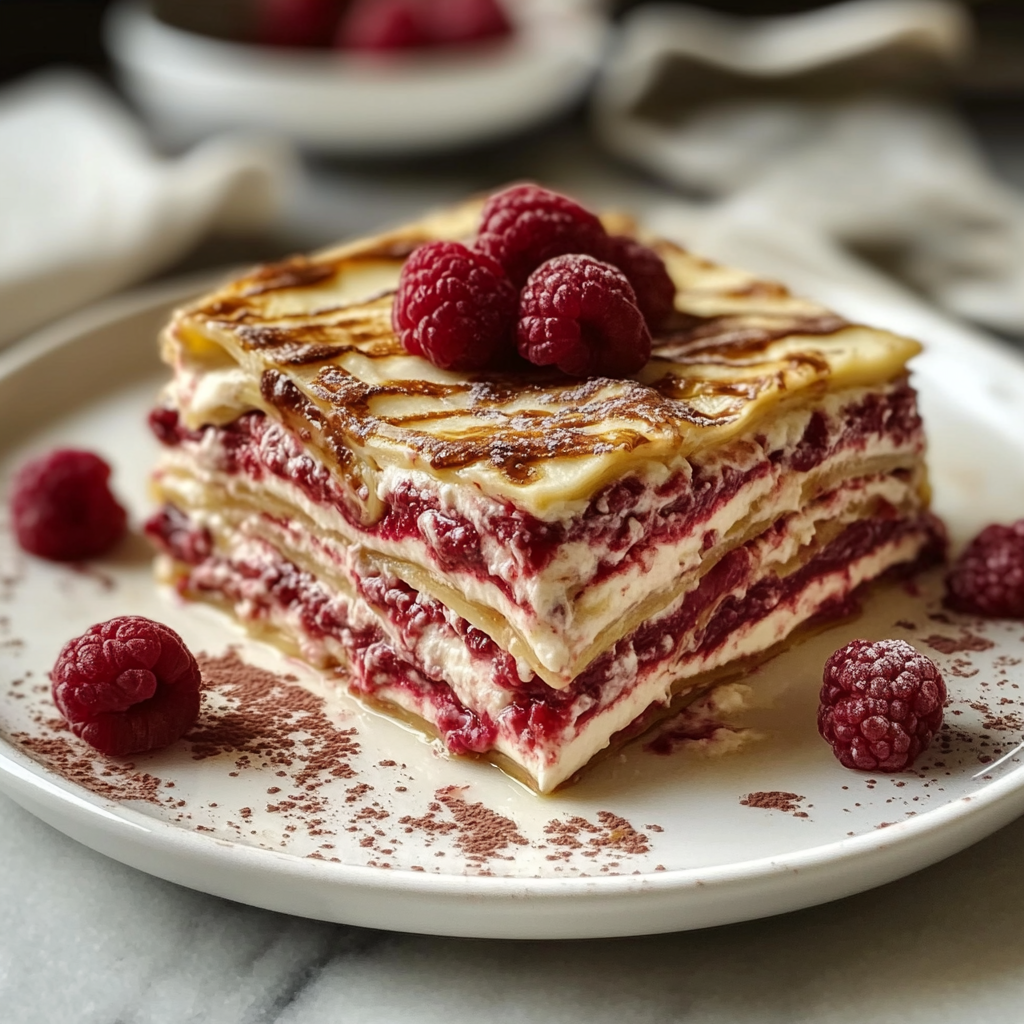 Lasagne Chocolat Blanc Framboise depuis recettemoderne