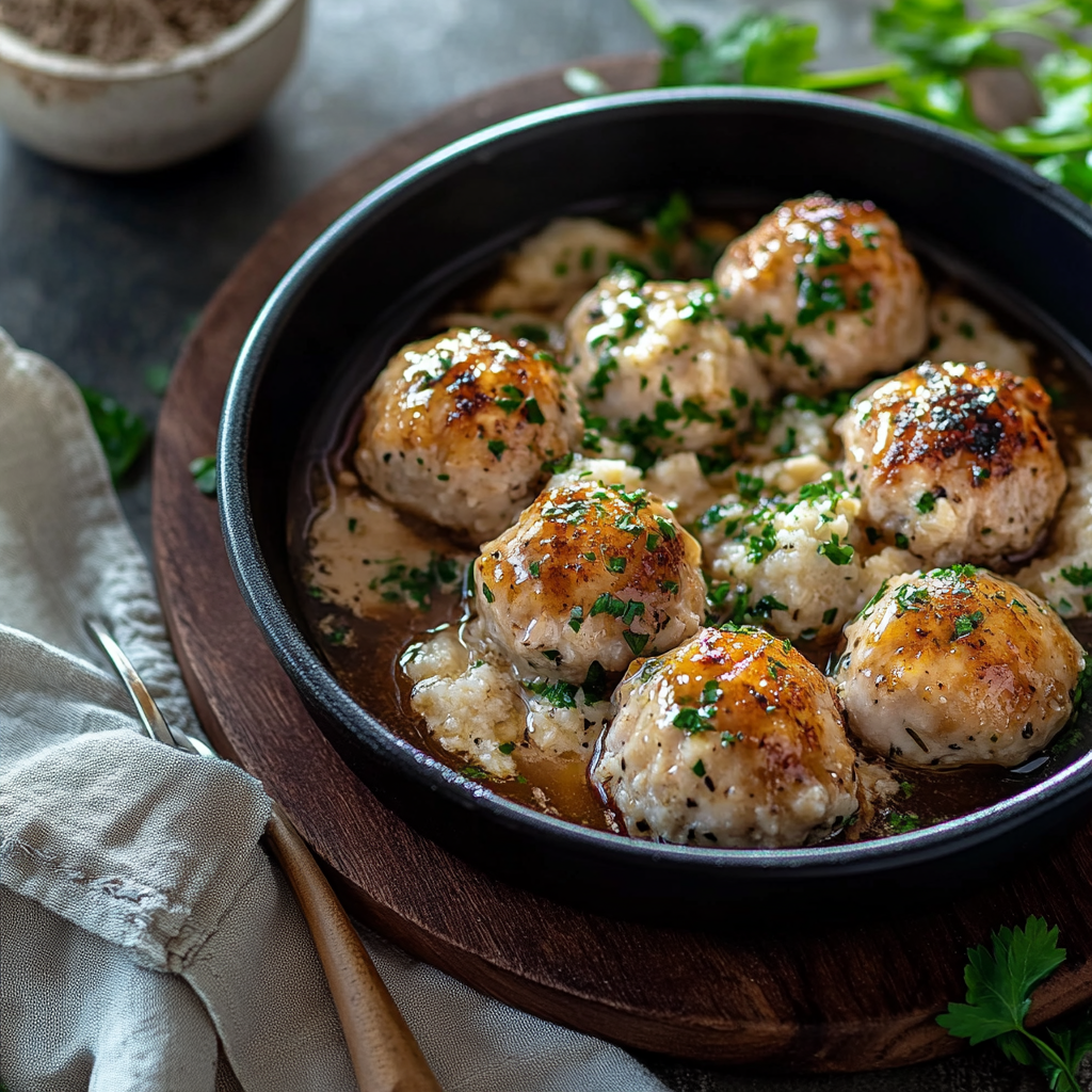Boulettes de poulet sauce crémeuse depuis recettemoderne