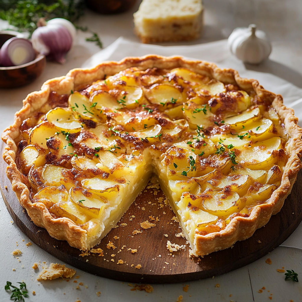 Tarte aux pommes de terre et poireaux depuis recettemoderne