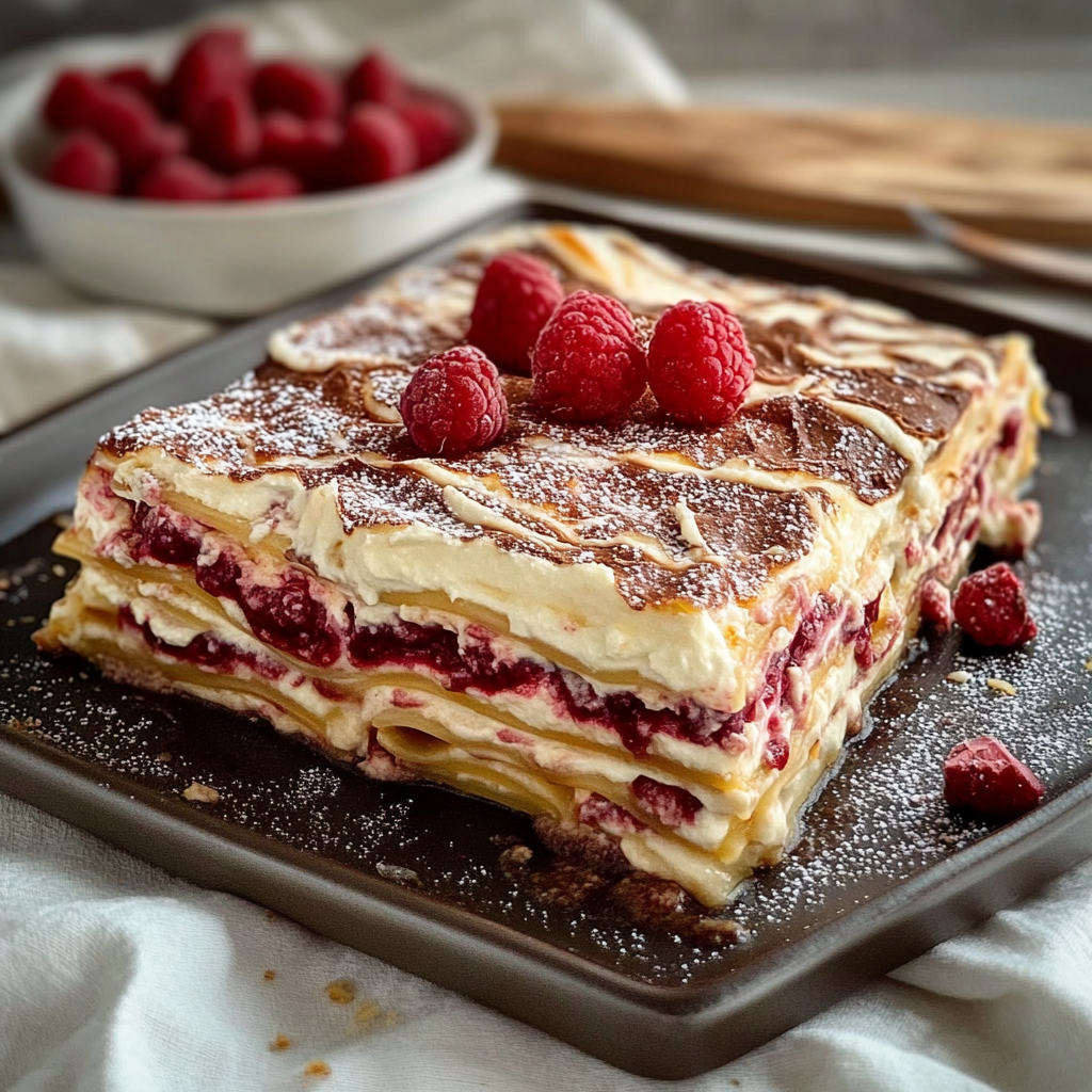 Lasagne Chocolat Blanc Framboise depuis recettemoderne