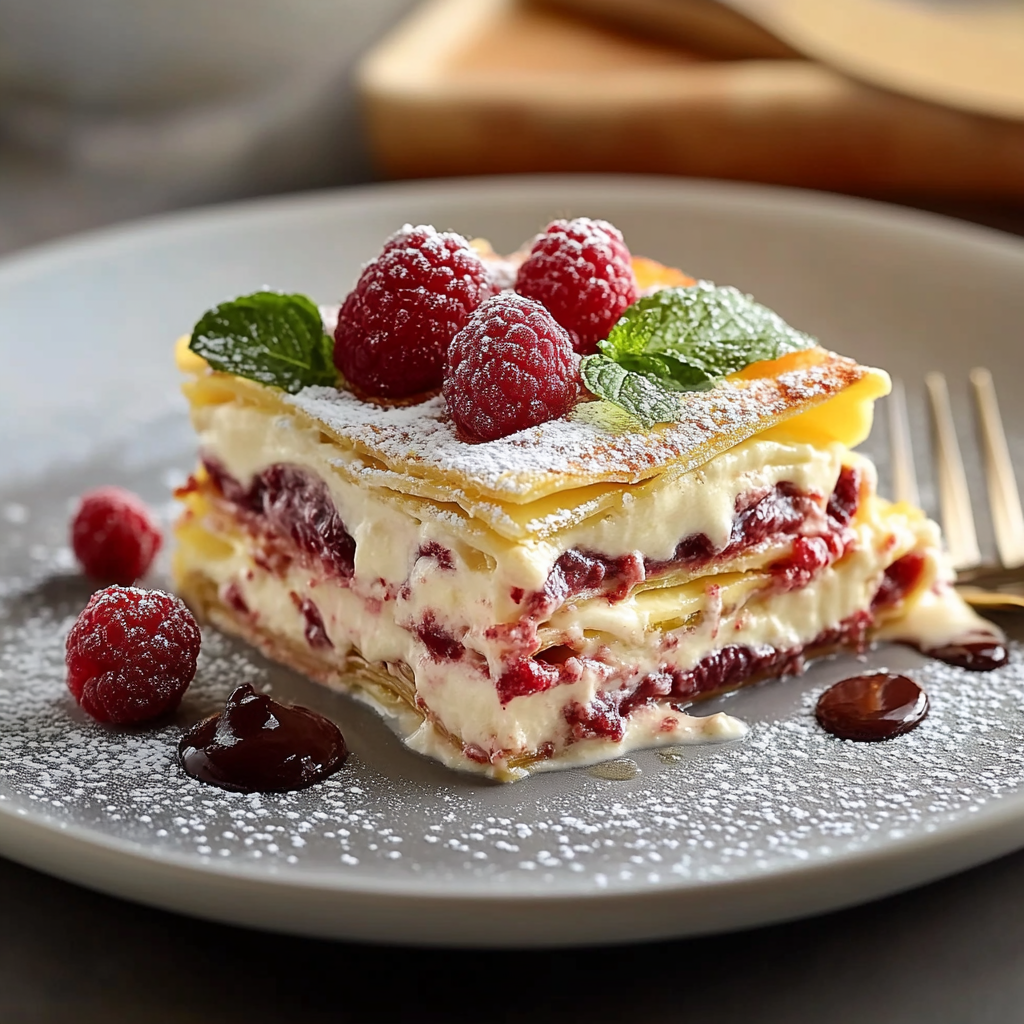 Lasagne Chocolat Blanc Framboise depuis recettemoderne