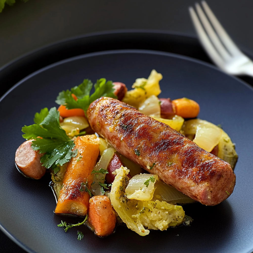 Chou Vert Braisé aux Saucisses depuis recettemoderne