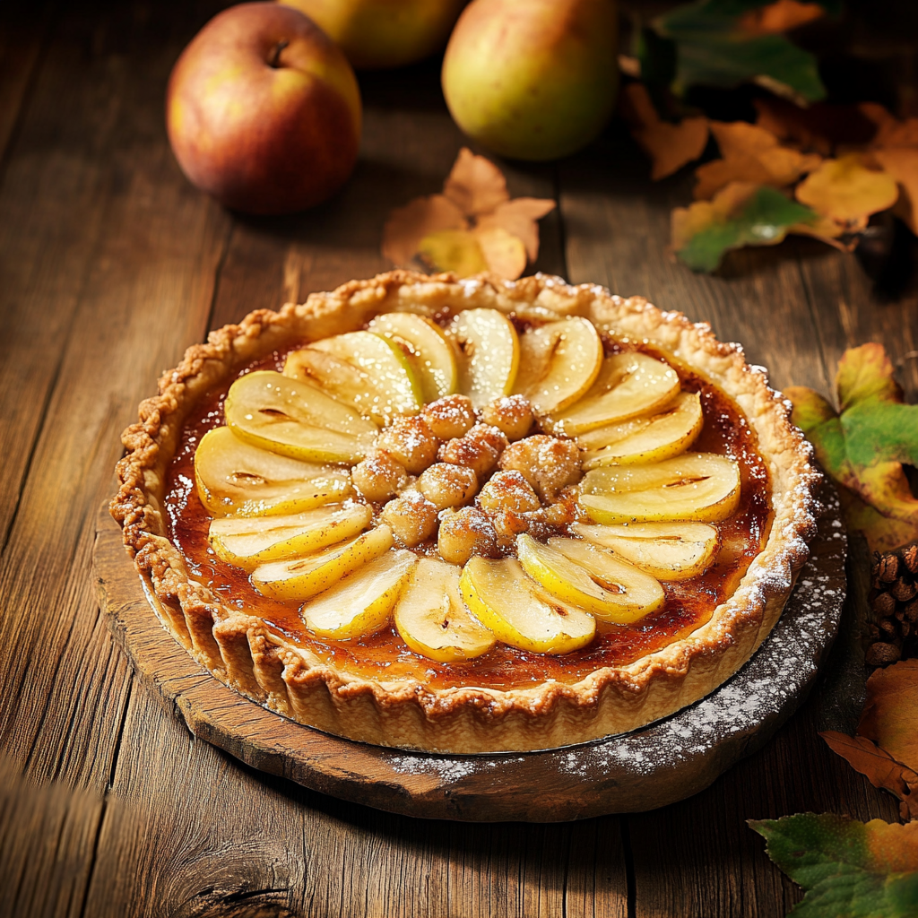 Tarte aux poires et noisettes depuis recettemoderne
