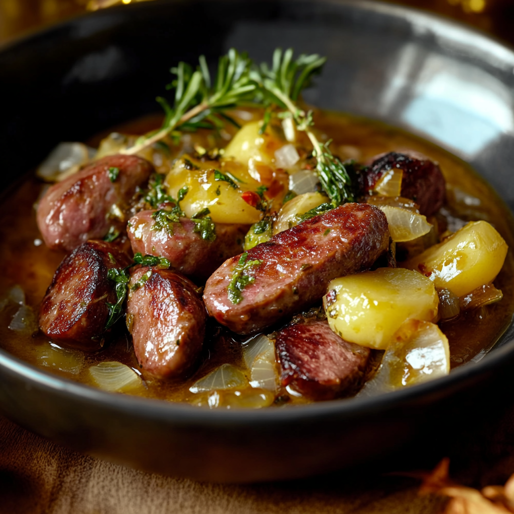 Chou Vert Braisé aux Saucisses depuis recettemoderne