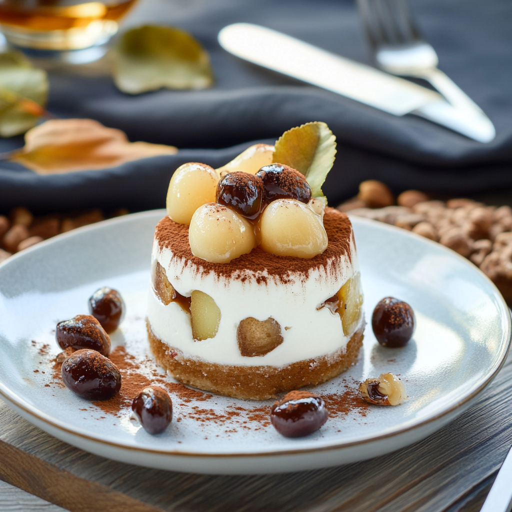 Tiramisu à la poire et crème de marrons depuis recettemoderne