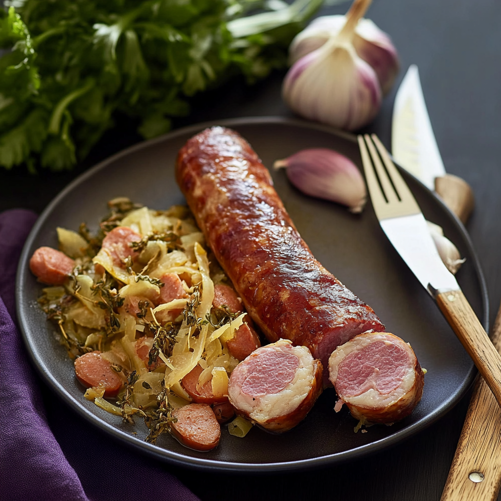 Chou Vert Braisé aux Saucisses depuis recettemoderne
