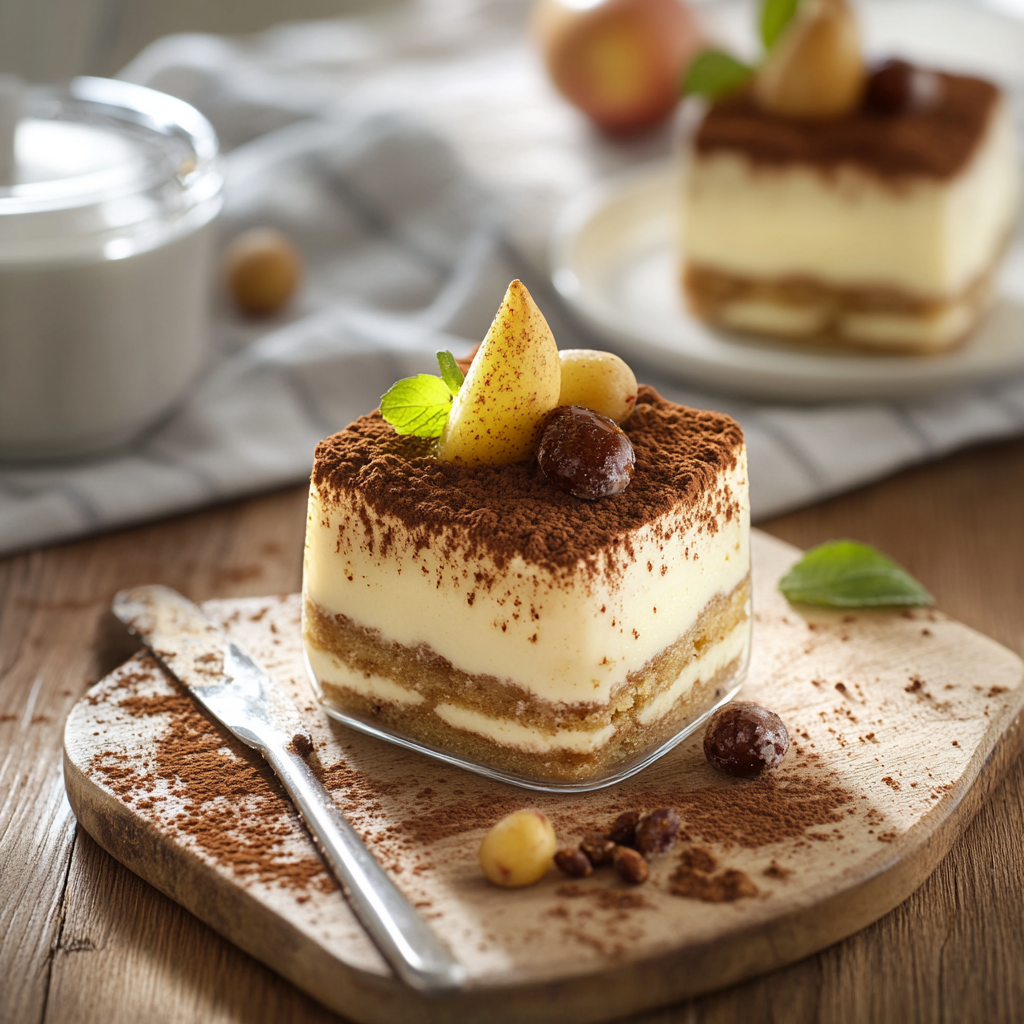 Tiramisu à la poire et crème de marrons depuis recettemoderne