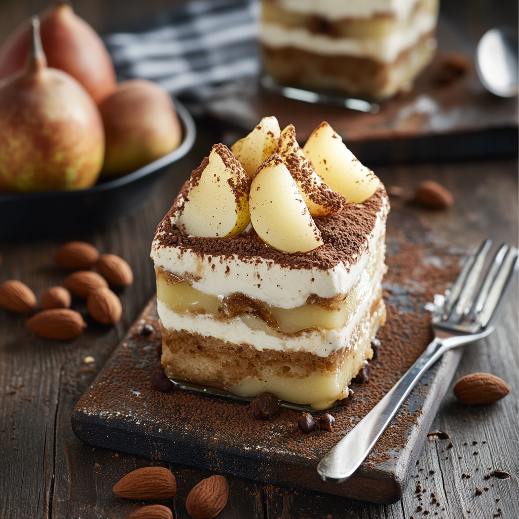 Tiramisu à la poire et crème de marrons depuis recettemoderne