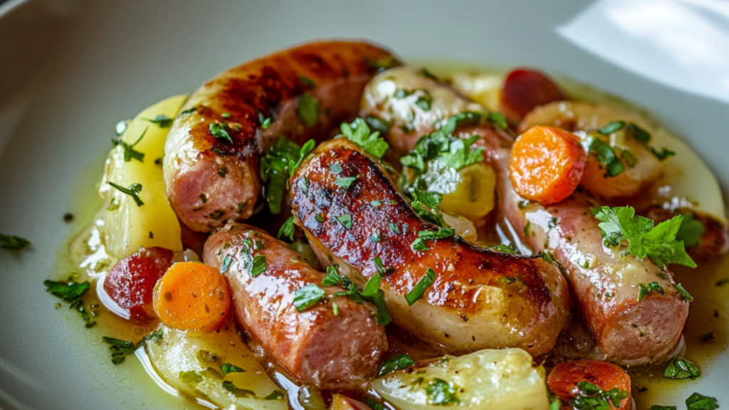 Chou Vert Braisé aux Saucisses depuis recettemoderne