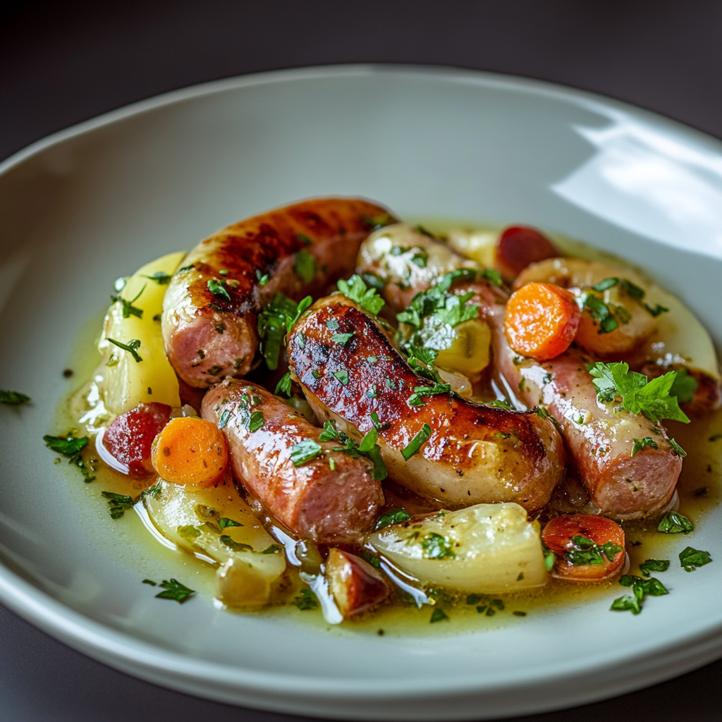 Chou Vert Braisé aux Saucisses depuis recettemoderne