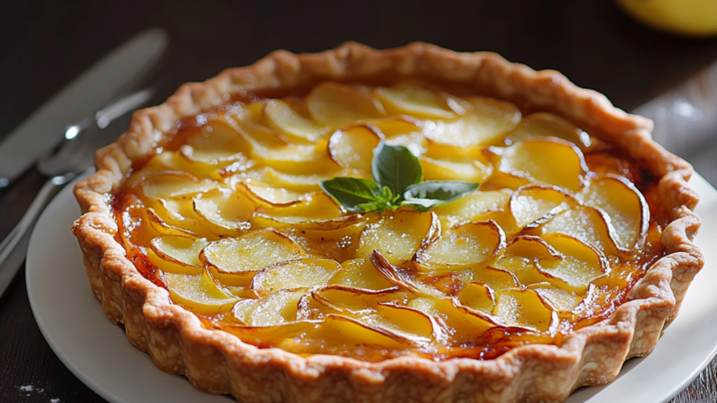 Tarte aux pommes de terre et poireaux depuis recettemoderne