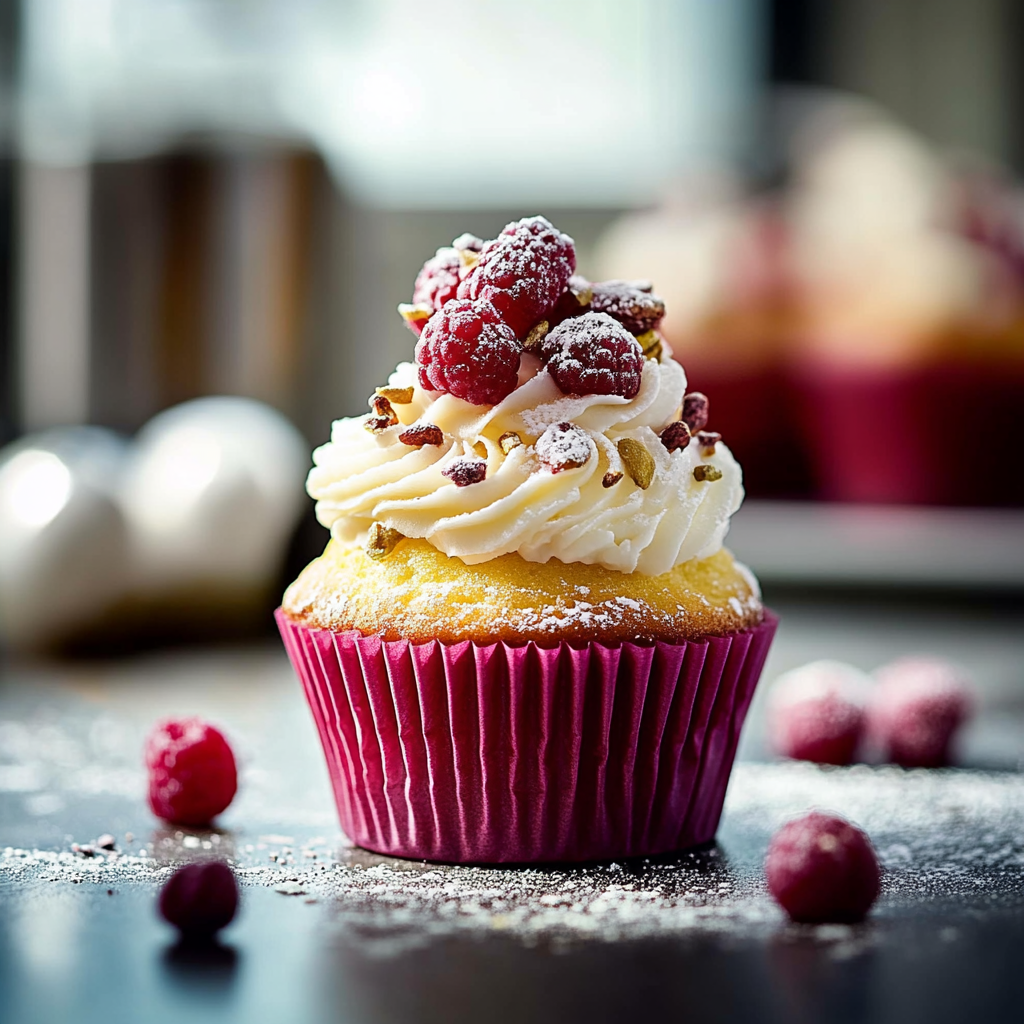 Cupcake Pistache Framboise depuis recettemoderne