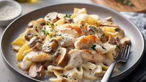 Pâtes crémeuses au poulet et champignons depuis recettemoderne