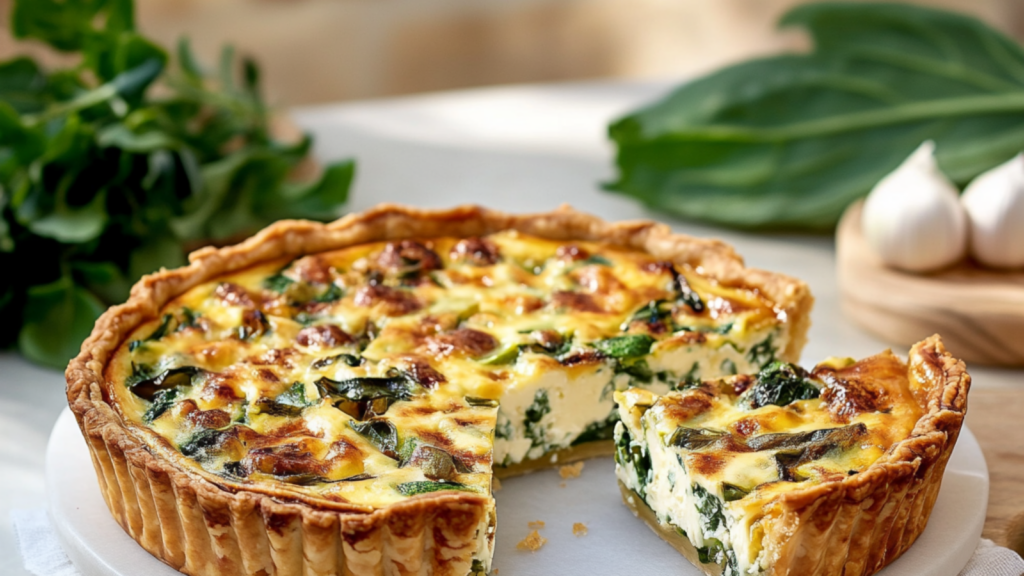 Quiche sans pâte Boursin épinards depuis recettemoderne
