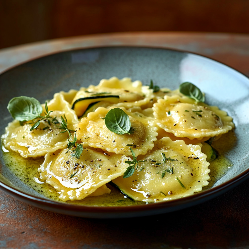 Raviolis au maïs et aux courgettes depuis recettemoderne