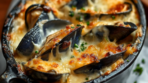 Cassolette de moules gratinées depuis recettemoderne