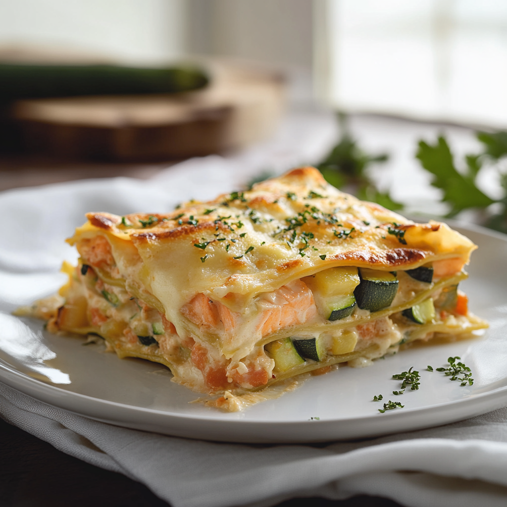 Lasagnes saumon et courgettes depuis recettemoderne