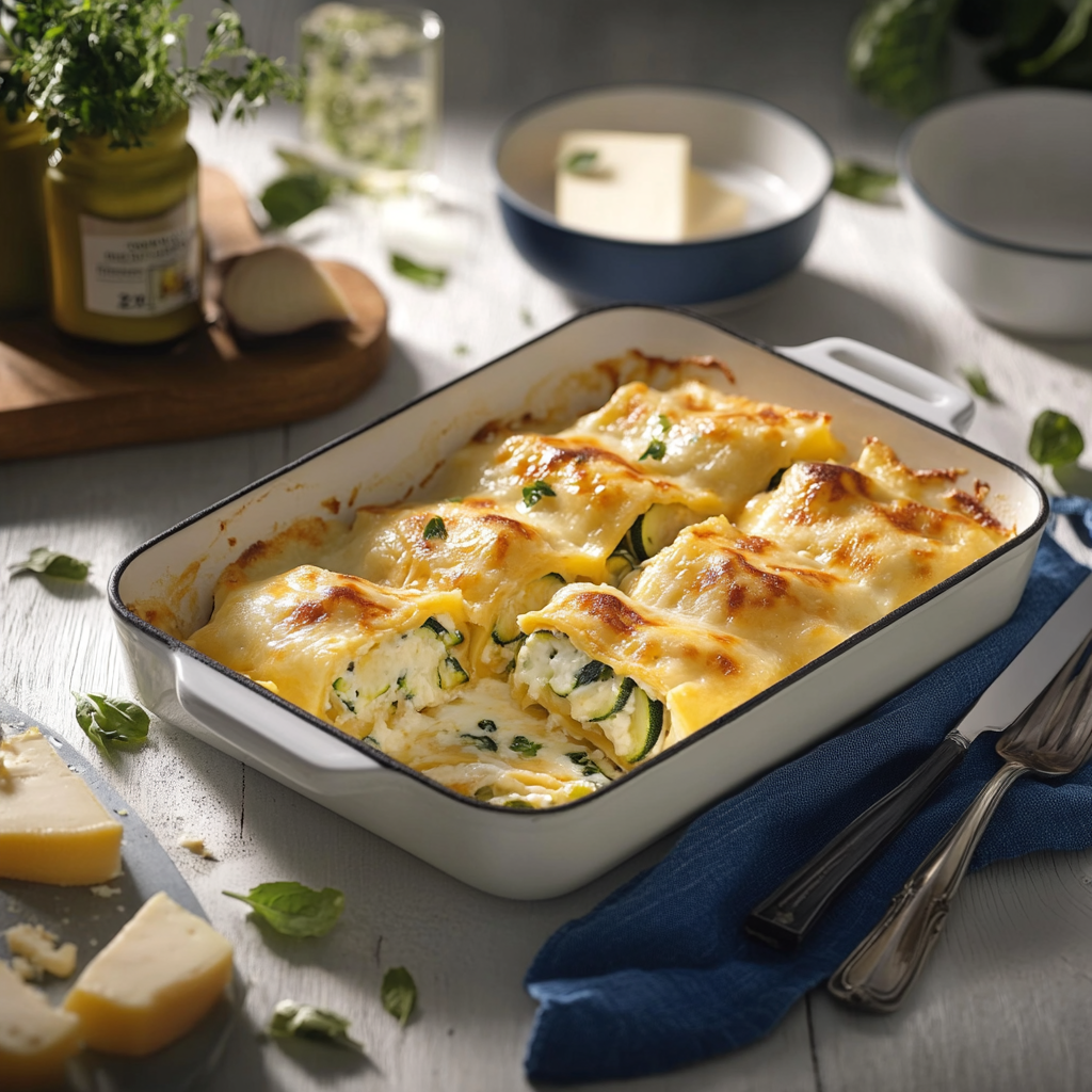 Rouleaux de lasagne au fromage et au zucchini depuis recettemoderne