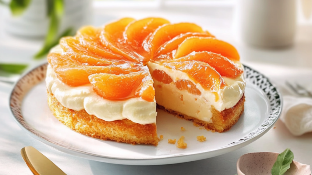 Gâteau au fromage et aux pêches depuis recettemoderne