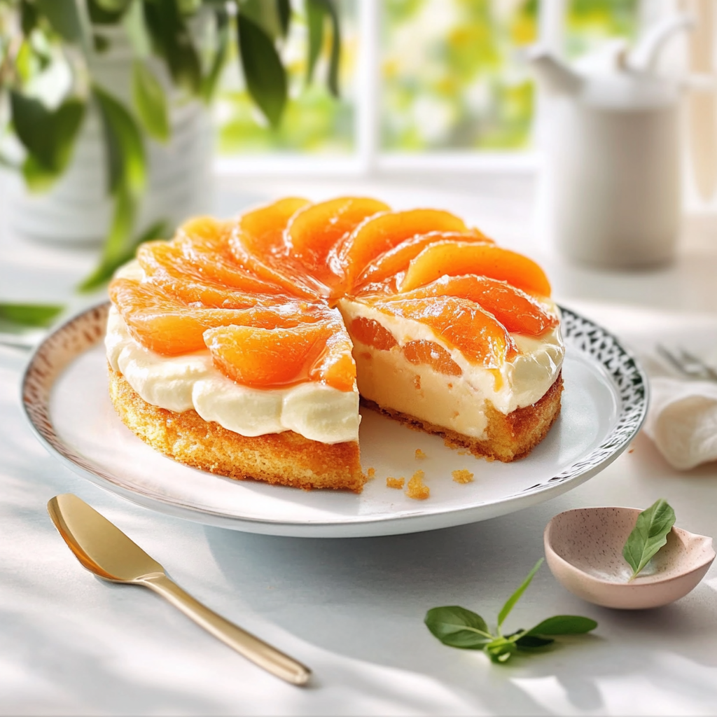 Gâteau au fromage et aux pêches depuis recettemoderne