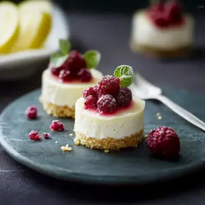 Mini cheesecakes au citron et à la framboise depuis recettemoderne